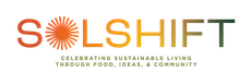 SOLSHIFT logo in orange and gold with the tagline “Celebrating sustainable living through food, ideas, & community”