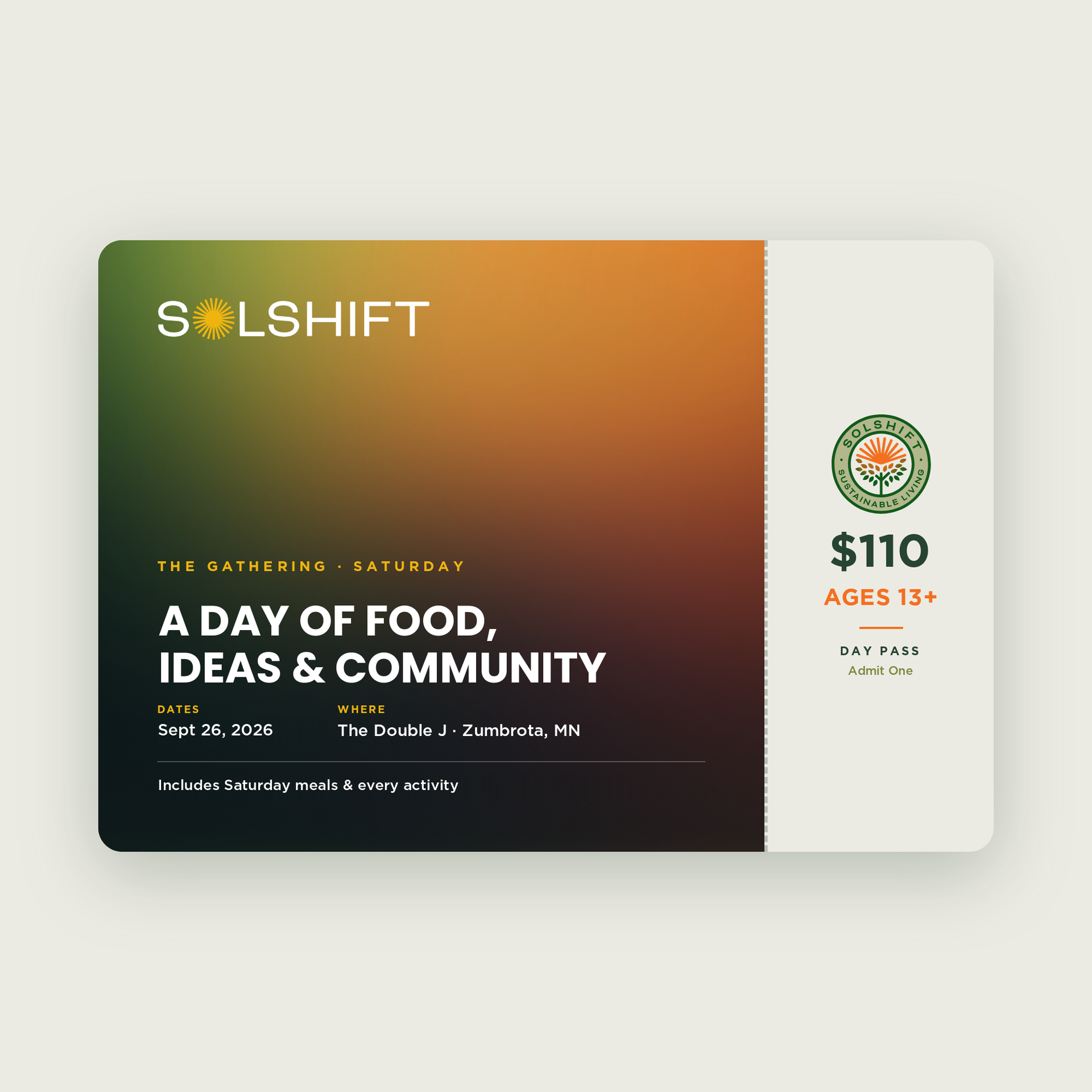SolShift Gathering Day Pass | Ages 13+ | Saturday Only