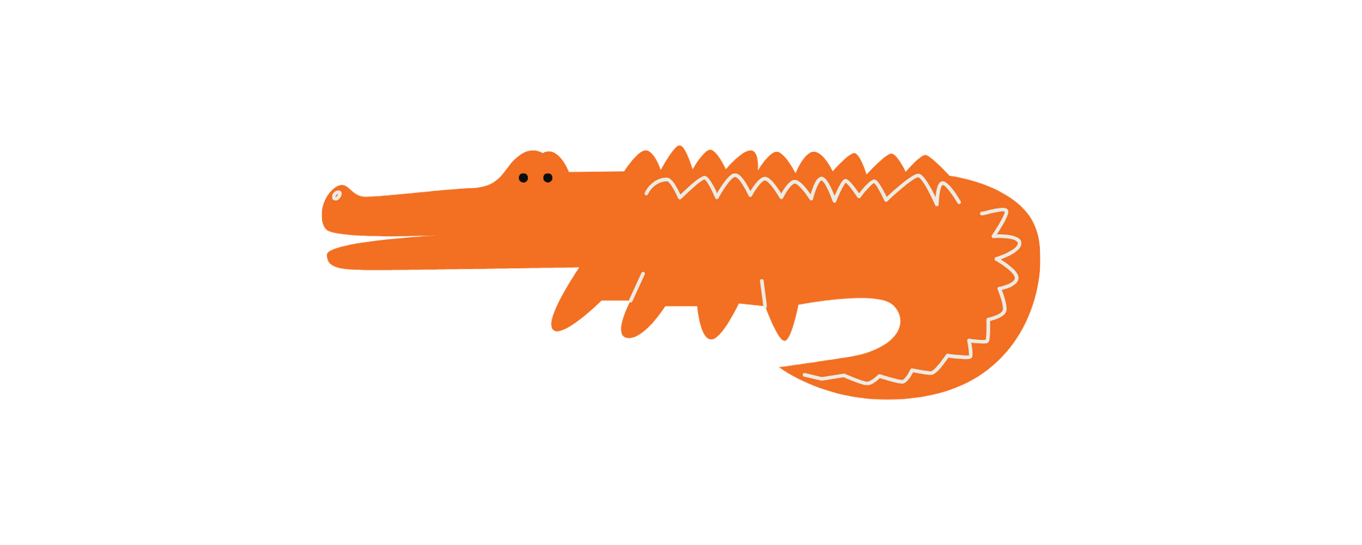 Orange shrimp silhouette logo on a white background