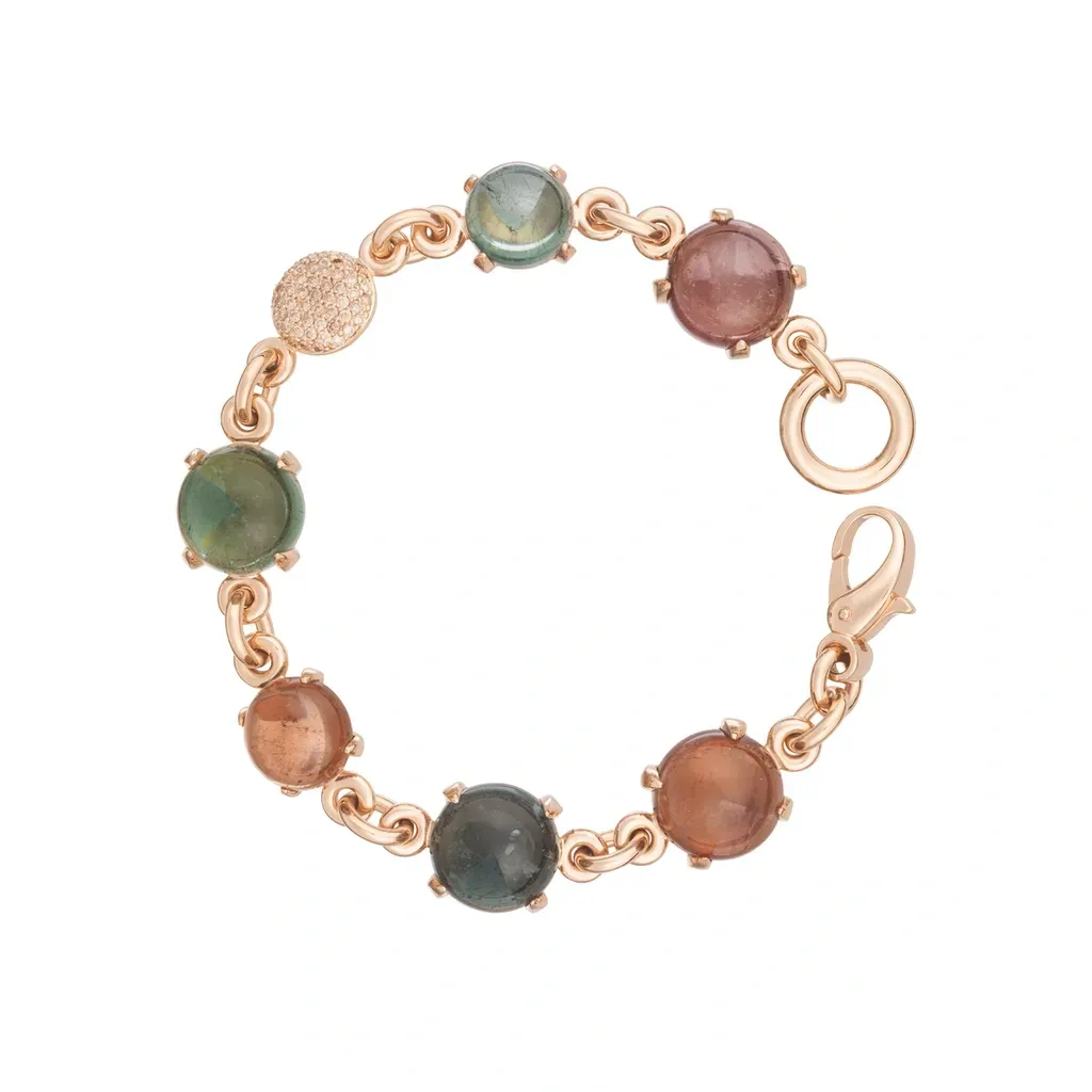 gouden bron armband met gekleurde stenen