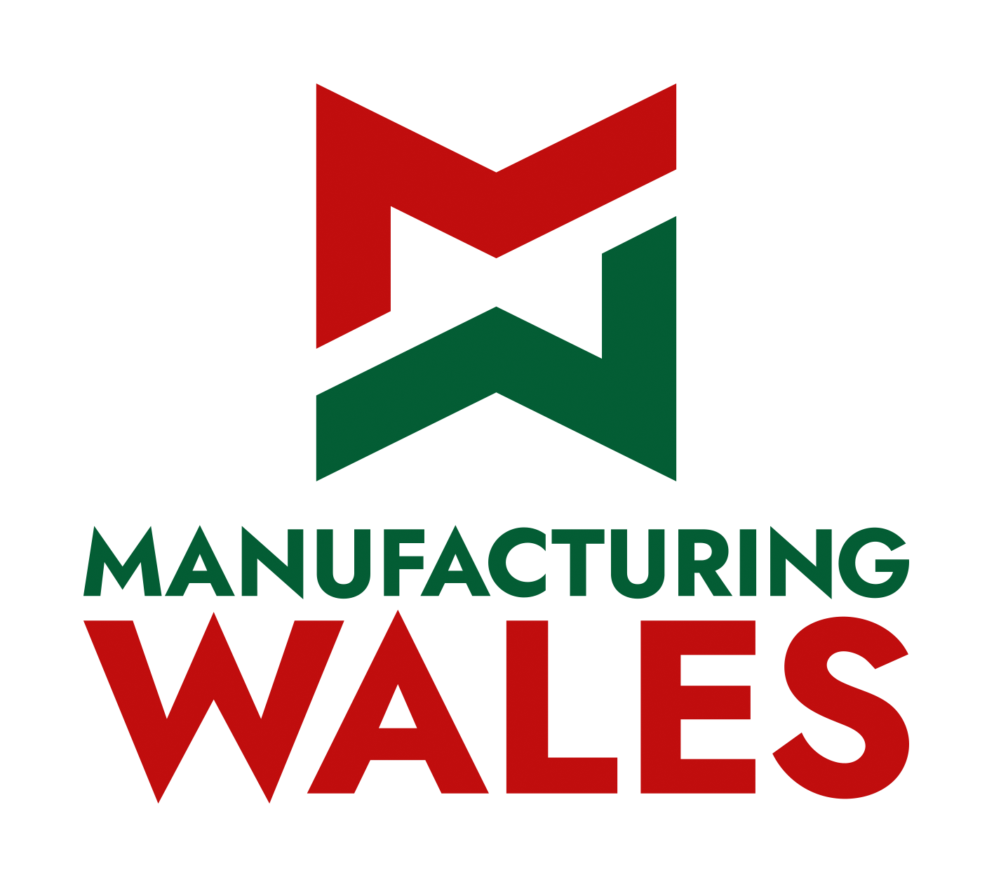 Logo for Manufacturing Wales: a red and green geometric emblem above the words