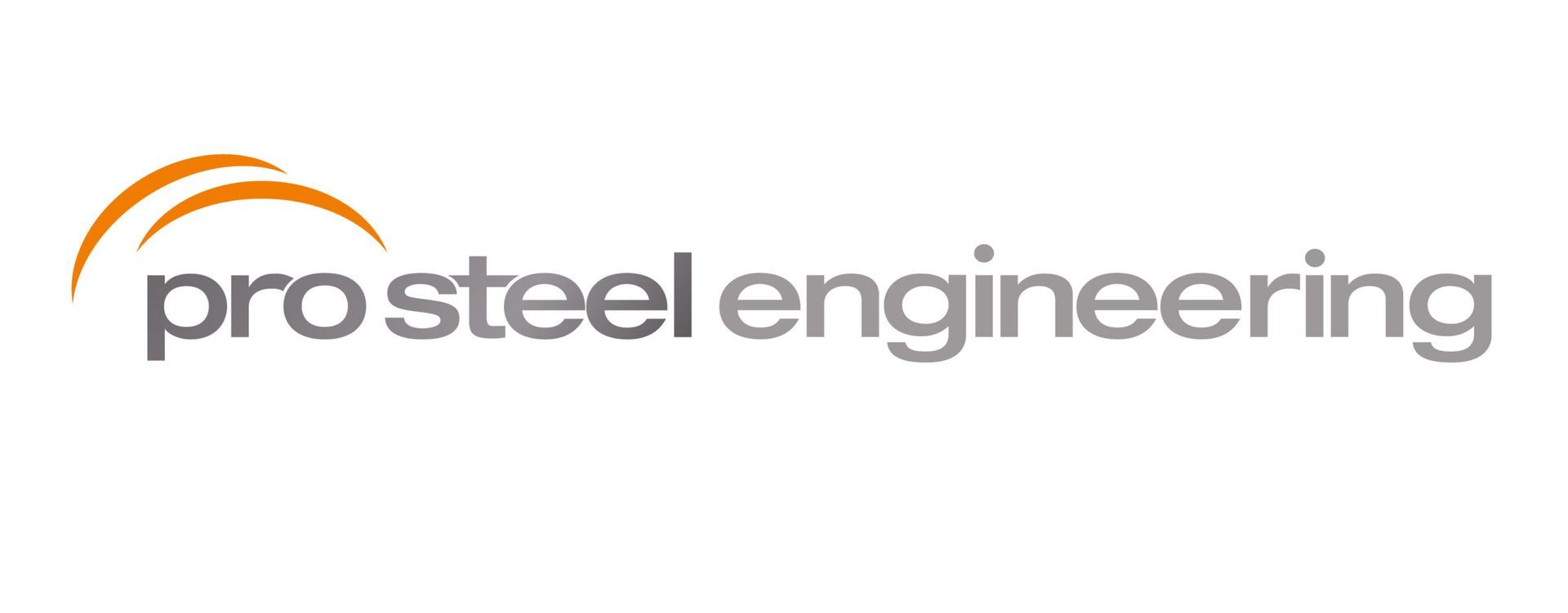 Pro Steel Engineering logo with orange arcs over the text 