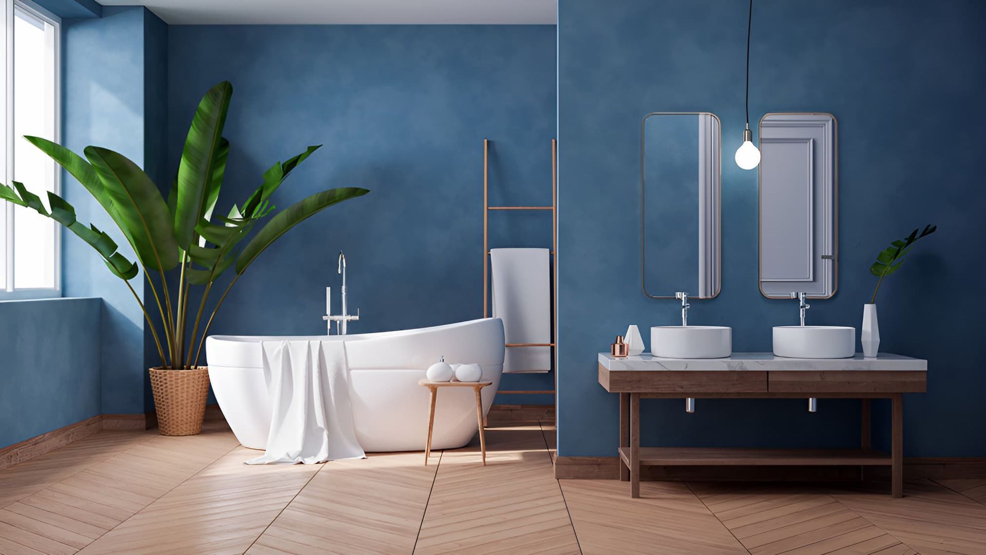 A Bathroom With A Bathtub, Two Sinks And A Mirror — GPS Plumbing, Drainage & Gasfitting In Dubbo, NSW
