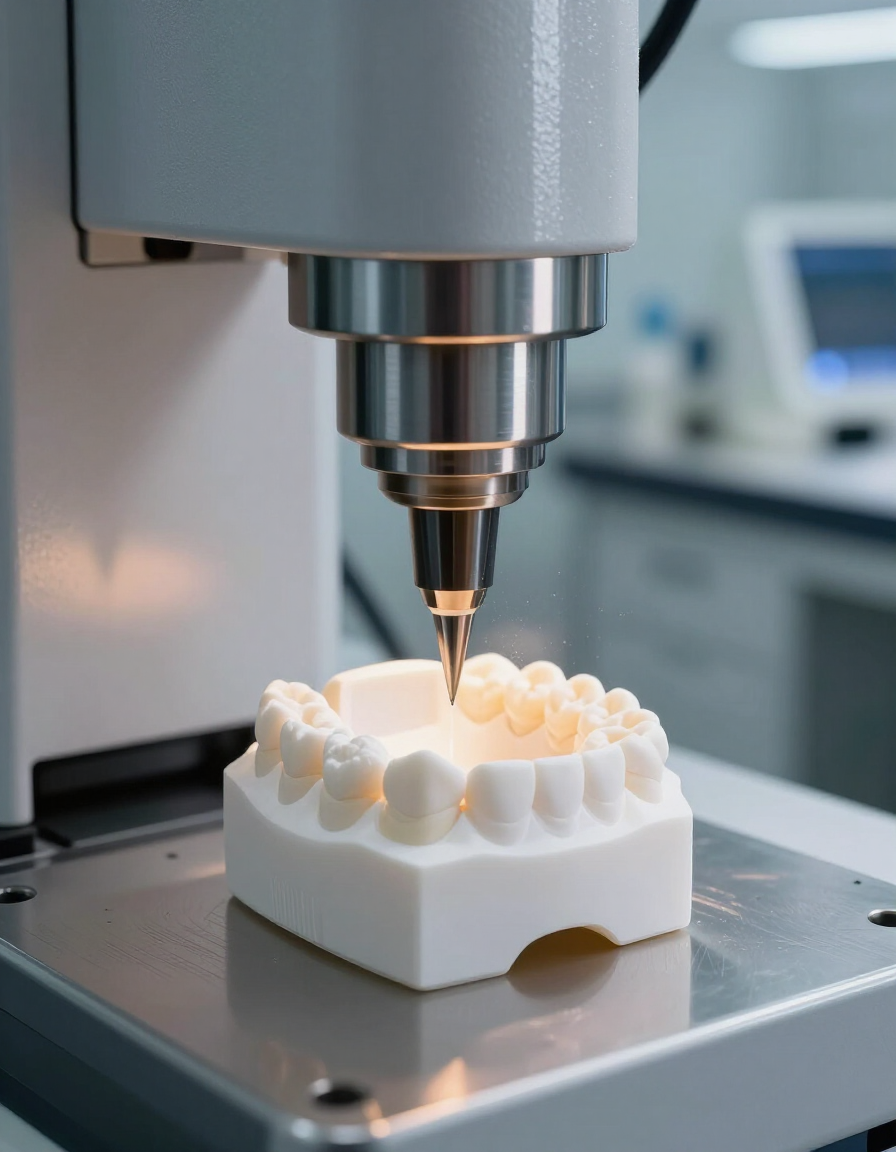 CAD/CAM freesmachine in gebruik voor digitale tandtechniek