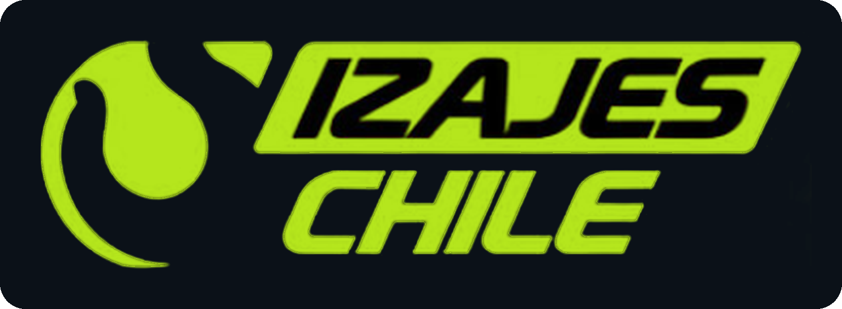 Logotipo de LIZAJES CHILE en verde neón sobre un fondo negro, con un icono circular en forma de remolino.