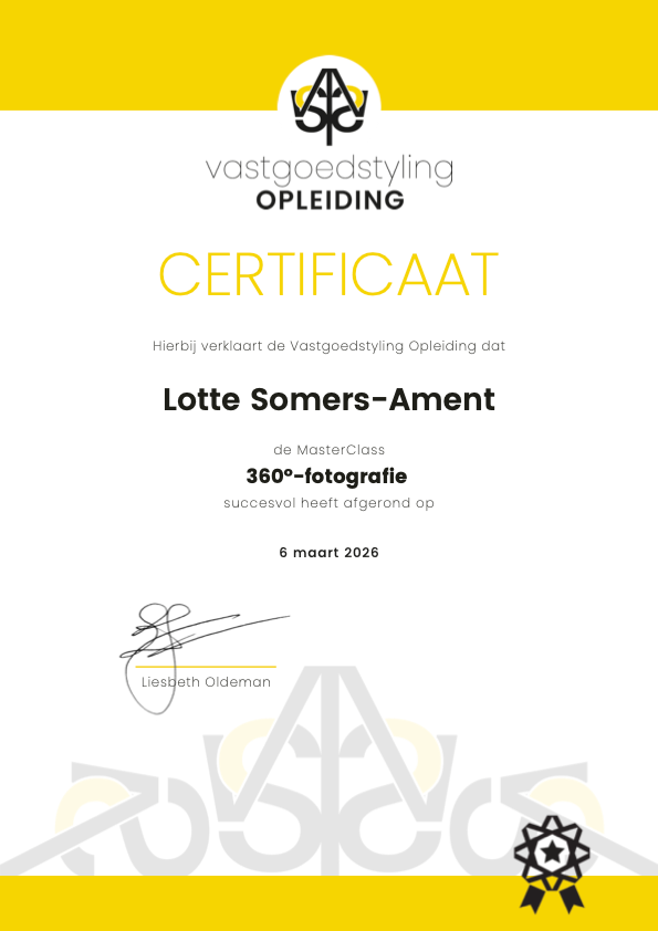 Certificaat voor 360 graden fotografie