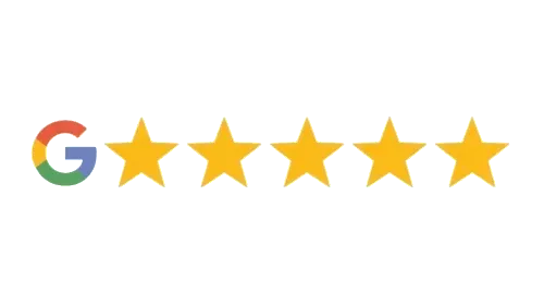 A google logo with five stars on a white background.
