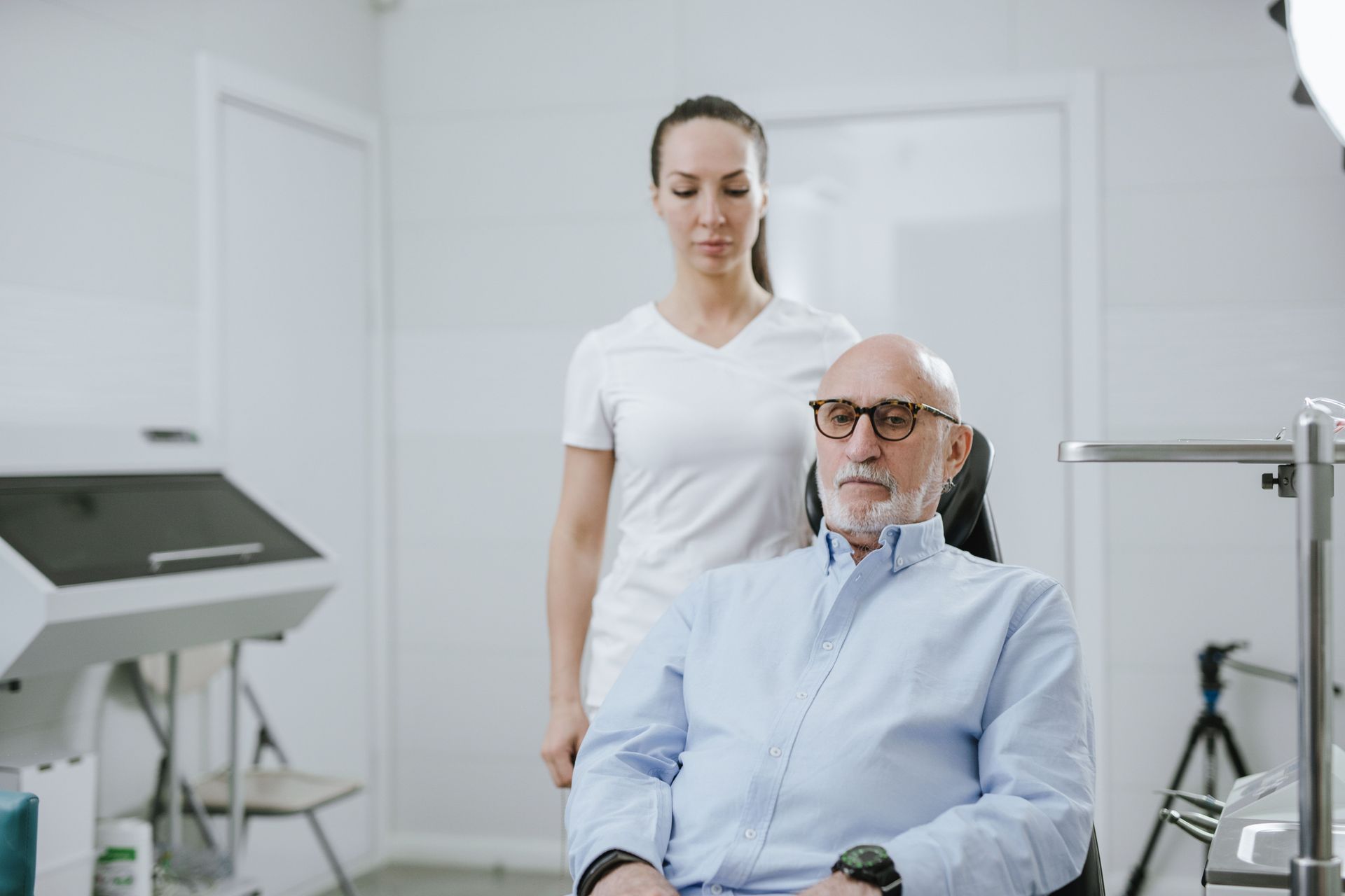 Patient receiving TMS therapy with MagVenture device at The Albany Clinic in Carbondale, IL.
