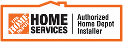 Home Services logo with orange house icon and text “Authorized Home Depot Installer”
