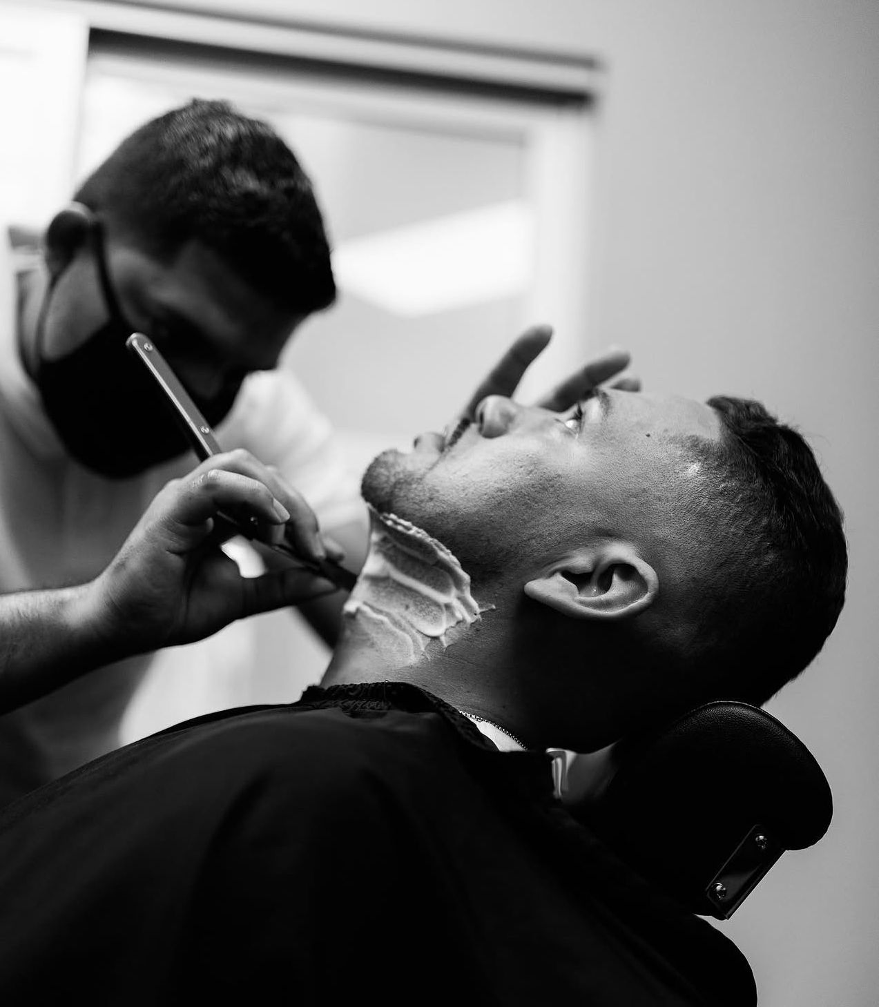 Black-and-white razor shave beard grooming photo