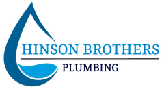 Logo for Hinson Brothers Plumbing: Blue water drop shape with company name and "Plumbing" below.