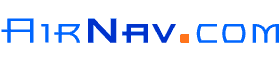 A blue and white logo for airnav.com