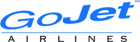 A blue and white logo for gojet airlines