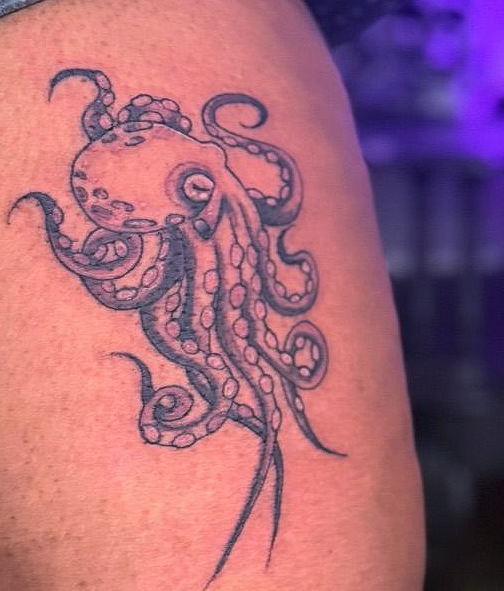 realistic octopus tattoo in color realism style by Reading PA tattoo artist