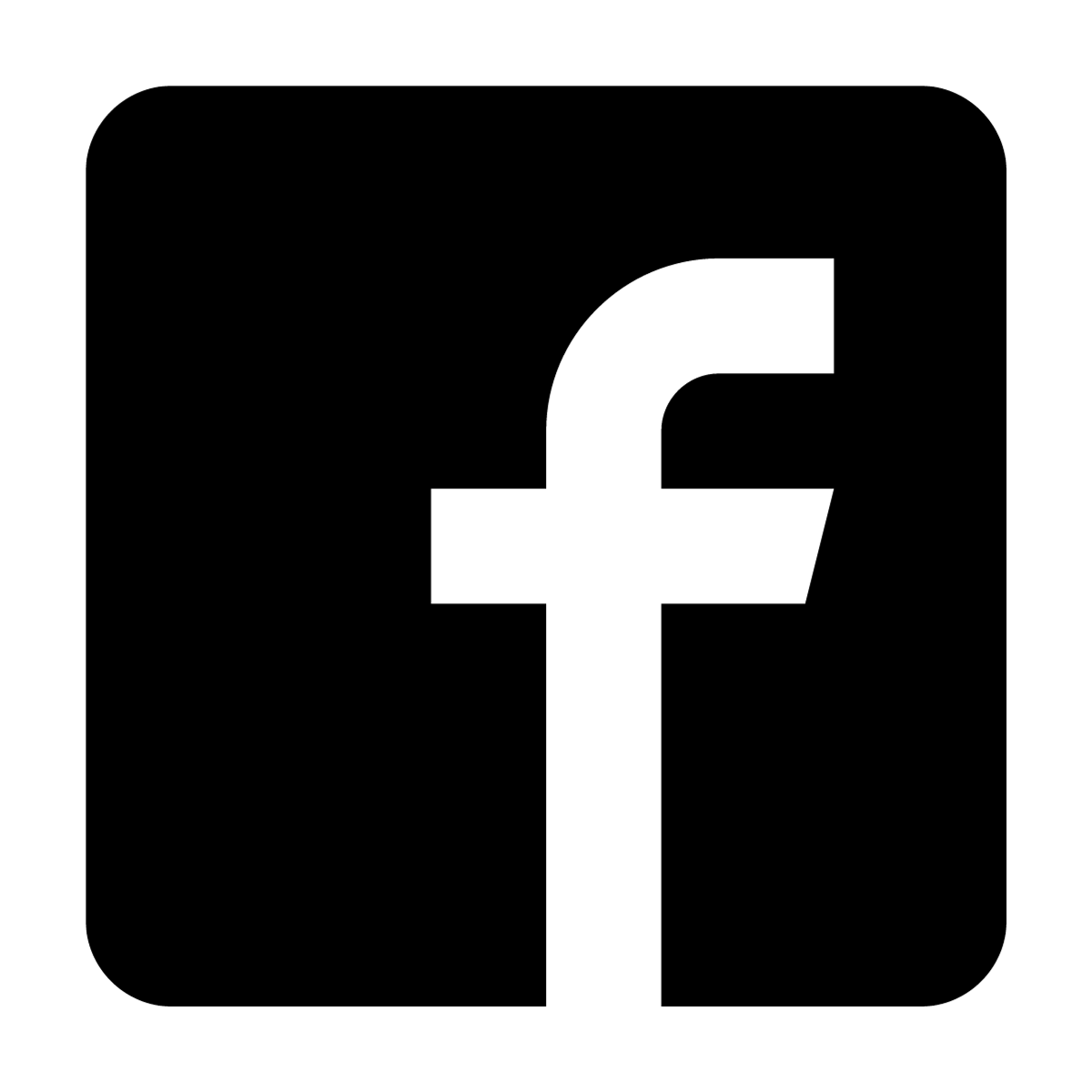 a black and white icon of a facebook logo .