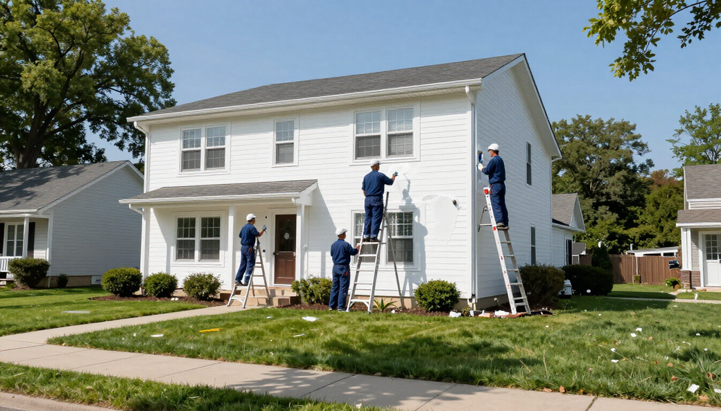 Pro AZ Painting professionals painting a home exterior in Canton, Michigan