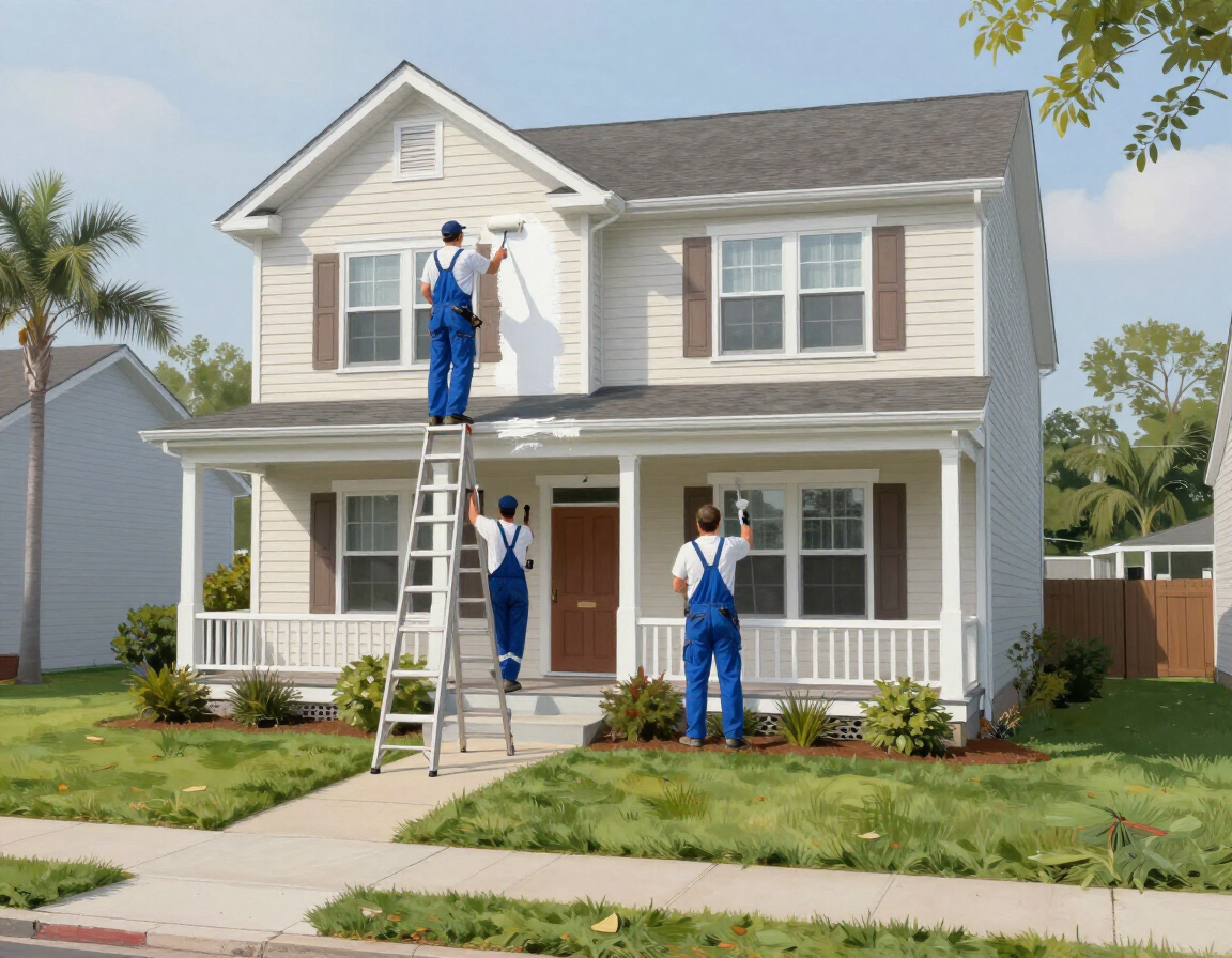 Pro AZ Painting crew working on a Canton-area home exterior