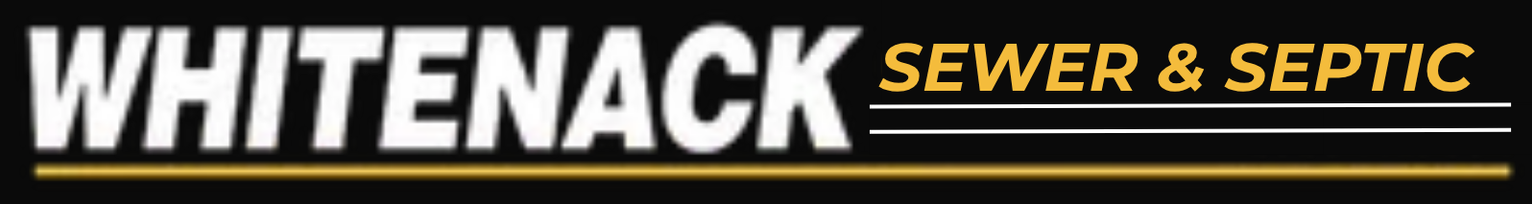 Whiteneck Sewer & Septic logo in white and gold on a black background