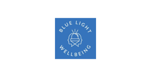 Blue logo featuring the text 