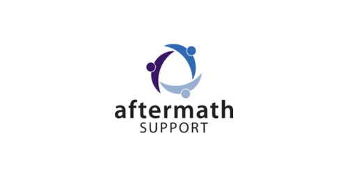 A logo featuring three abstract human figures forming a circle in shades of purple and blue