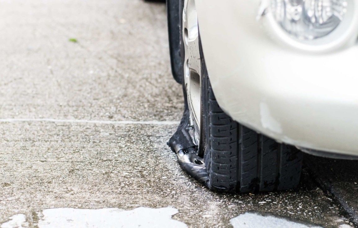 Tyres Albury Showing Damaged Tyre And Wheel After Impact