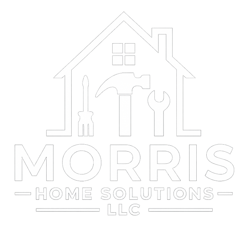 Morris Home Solutions LLC logo with house outline and tools: hammer, wrench, screwdriver.