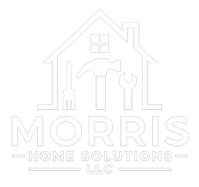 Morris Home Solutions LLC logo with house outline and tools: hammer, wrench, screwdriver.