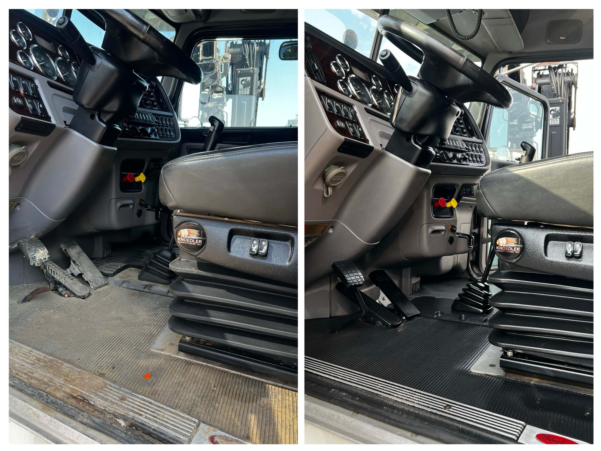 Semi Truck Interior Detail Before and After With Alberta Metal Polishing in Red Deer