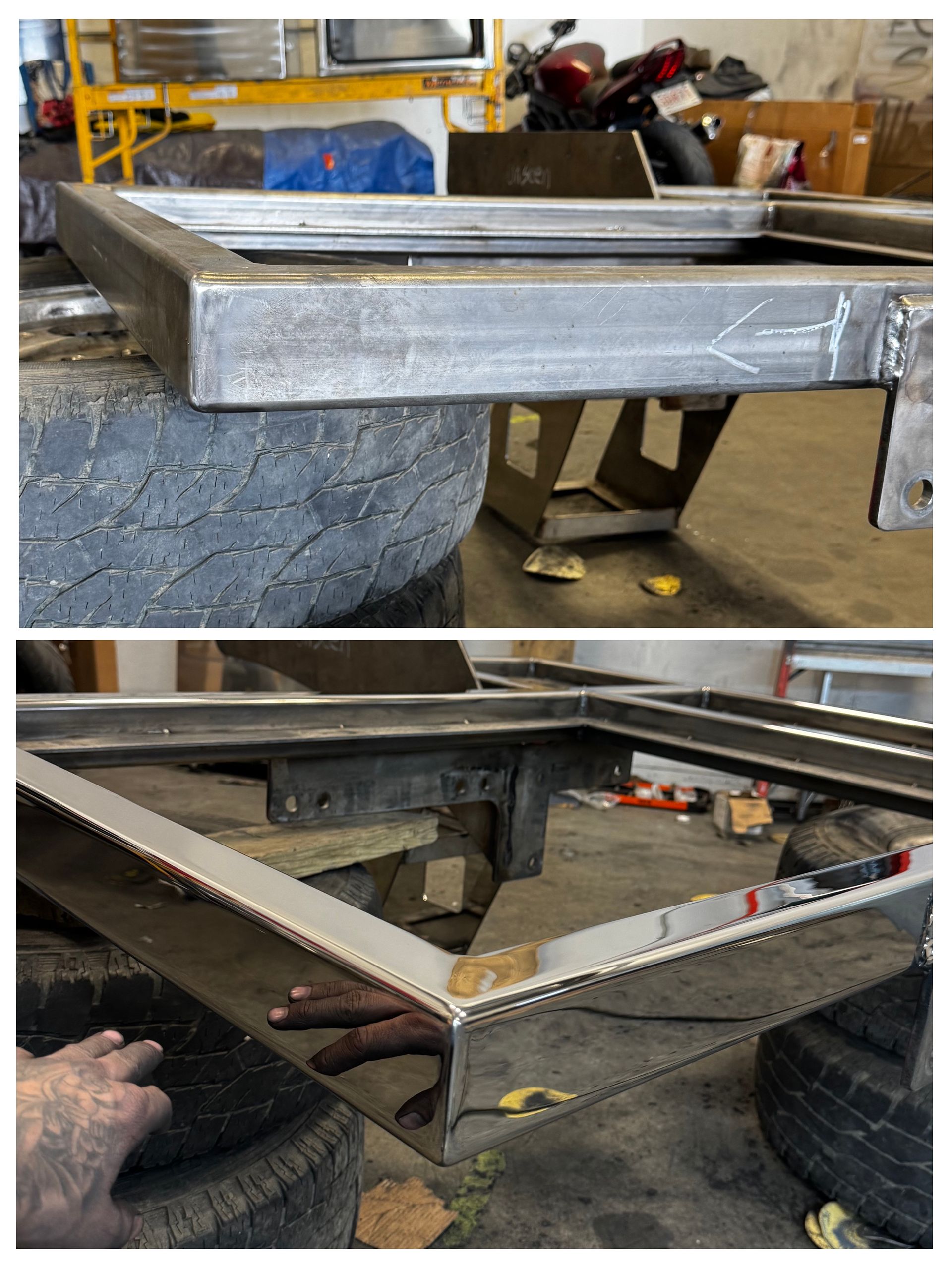 Raw Stainless Steel Frame Polished by Alberta Metal Polishing in Red Deer