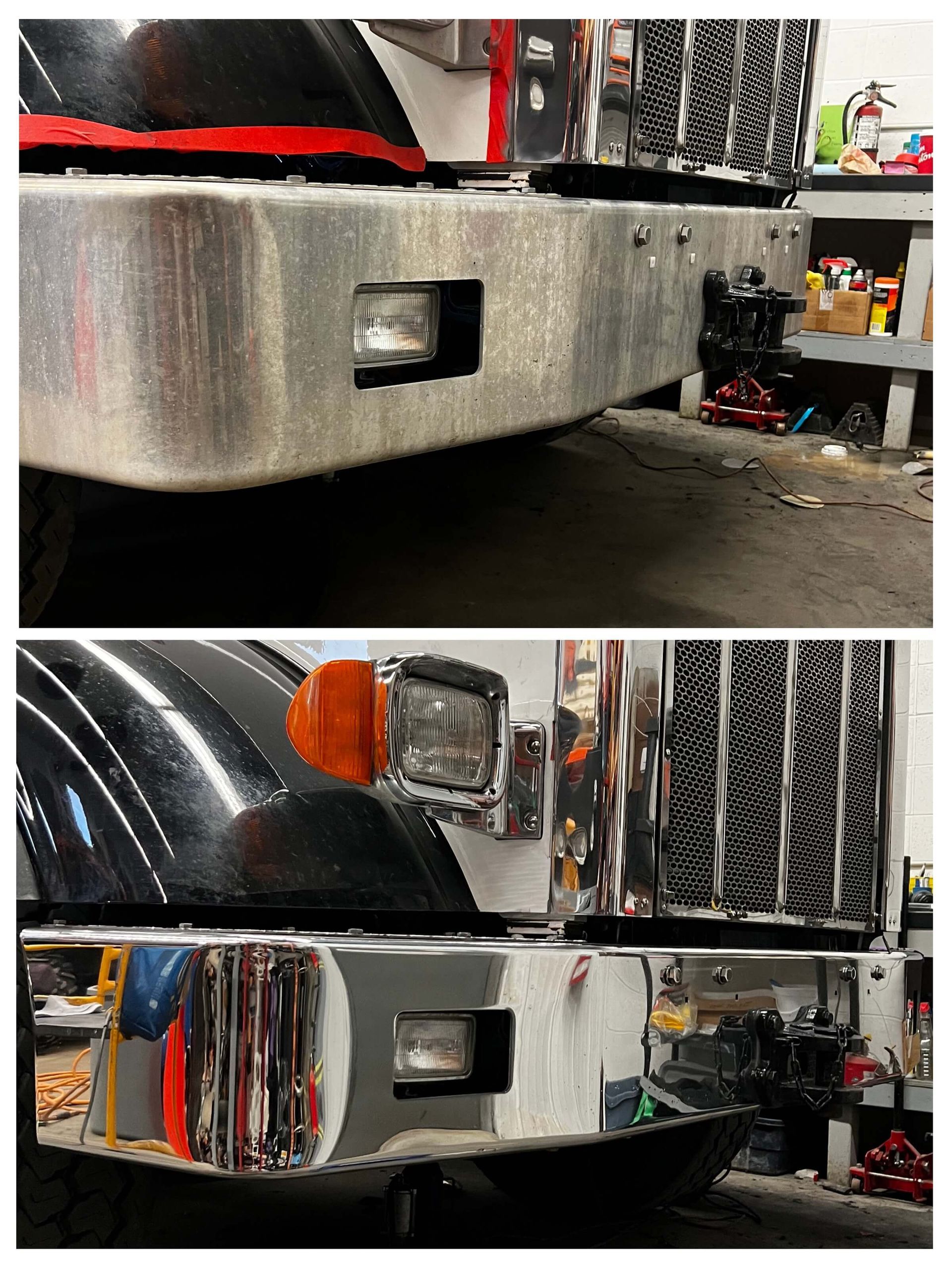 Before and After, Aluminum Bumper Metal Polish Transformation