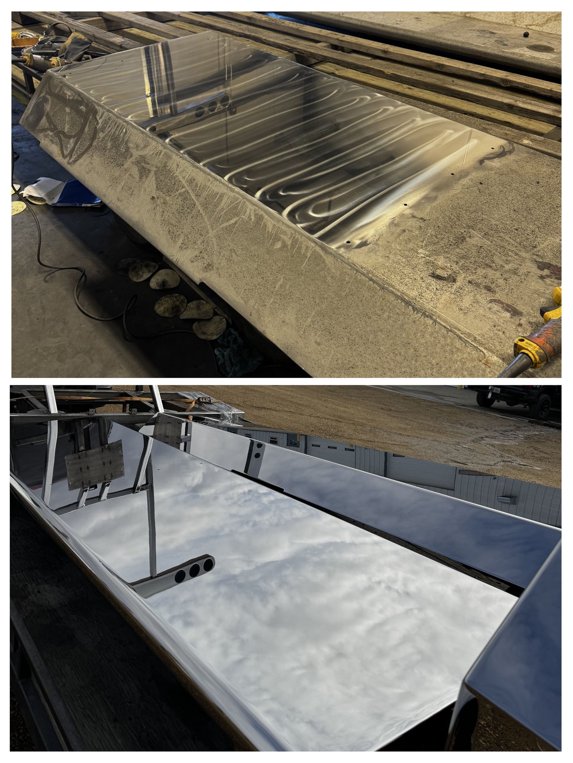 Raw Stainless Steel Fender Sanded by Alberta Metal Polishing in Red Deer