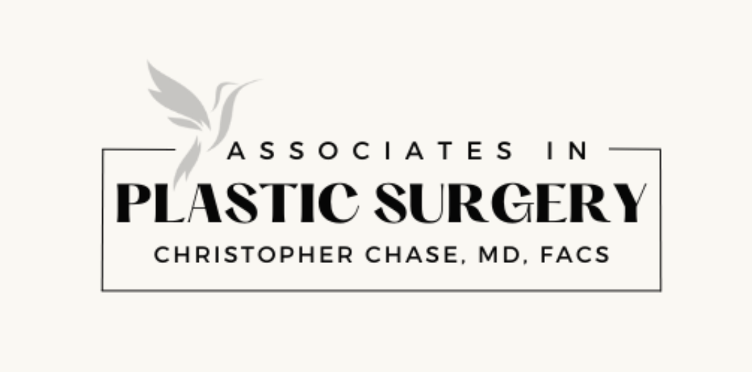 Logo for Associates in Plastic Surgery by Christopher Chase, MD, FACS, with a hummingbird graphic.