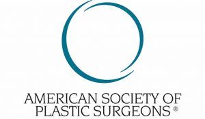 Logo for the American Society of Plastic Surgeons: teal, incomplete circle above text.