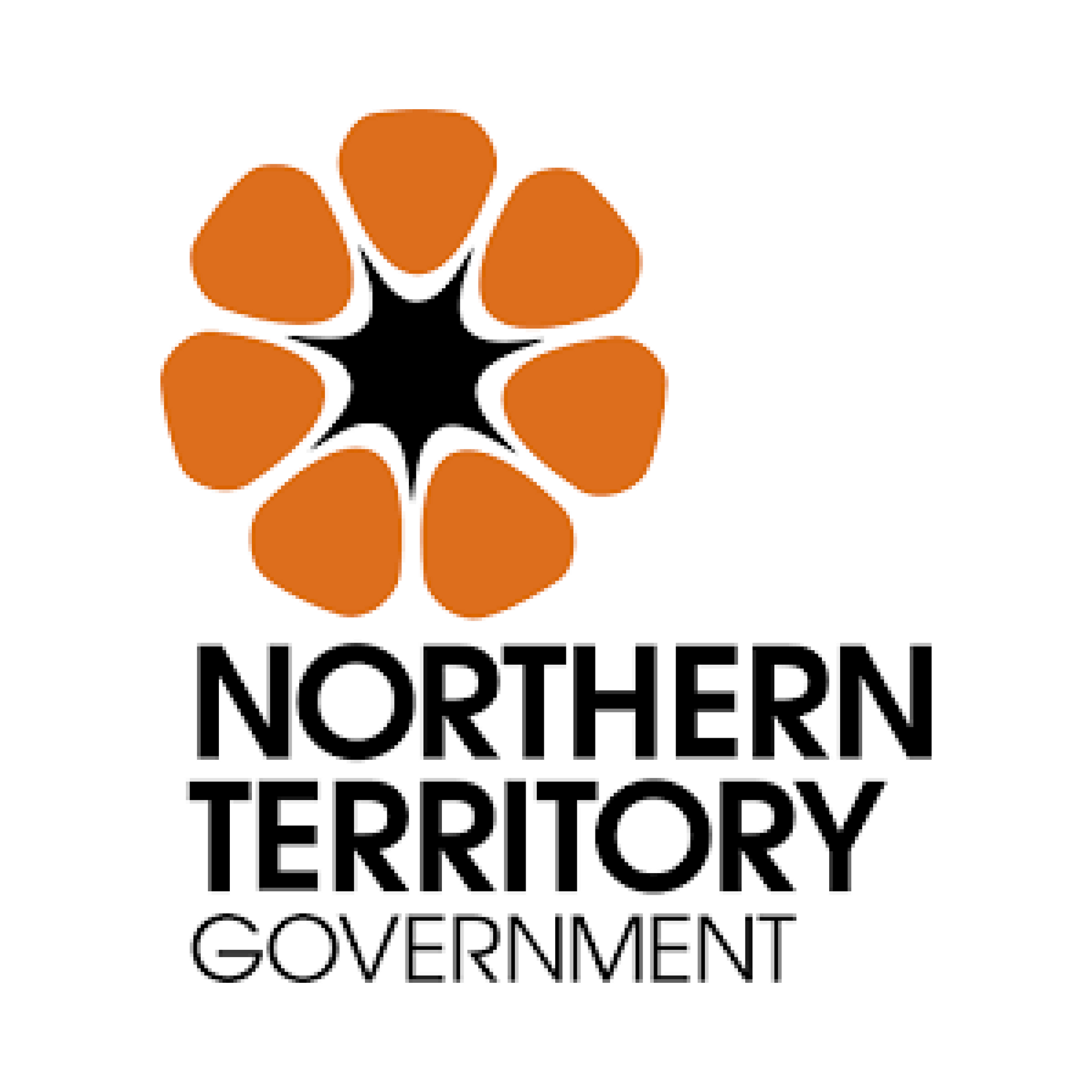 Logo of the Northern Territory Government: orange flower symbol above text, 