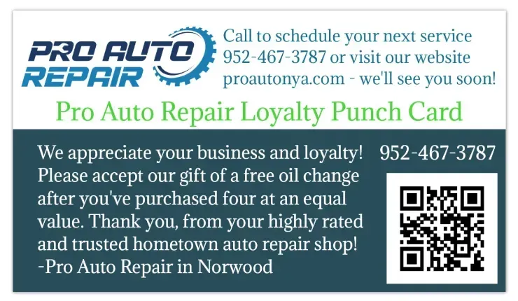 Loyalty Card Back | Pro Auto Repair NYA