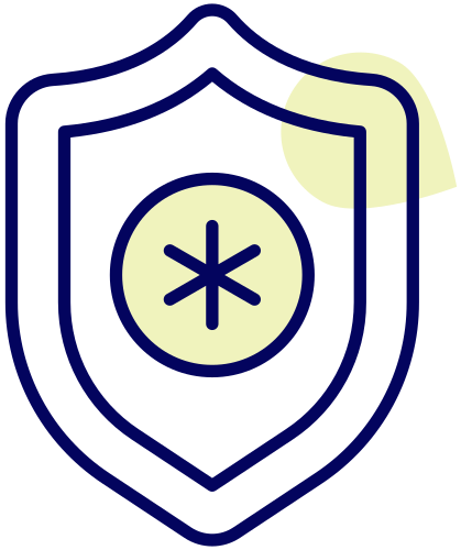 Shield icon with a medical symbol.