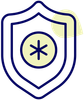 Shield icon with medical symbol inside.