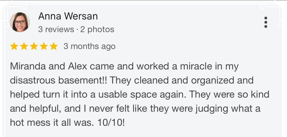 A woman is giving a review on a google review page.