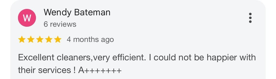 A screenshot of a google review for wendy bareman cleaners.