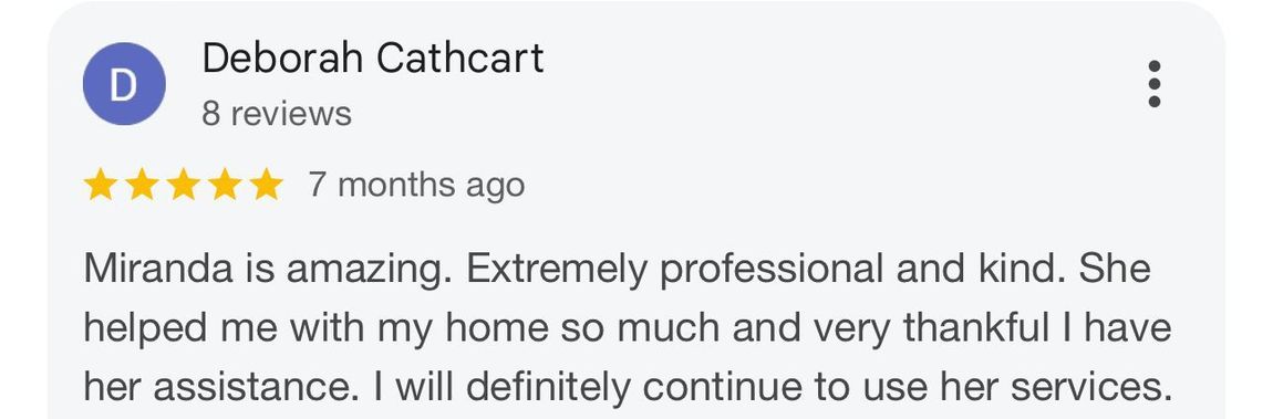 A google review for deborah catheart shows that she is amazing , extremely professional , and kind.