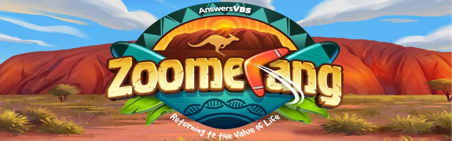 Logo for the Zoomerang channel, set in an Australian outback landscape. Features a boomerang and kangaroo with text.