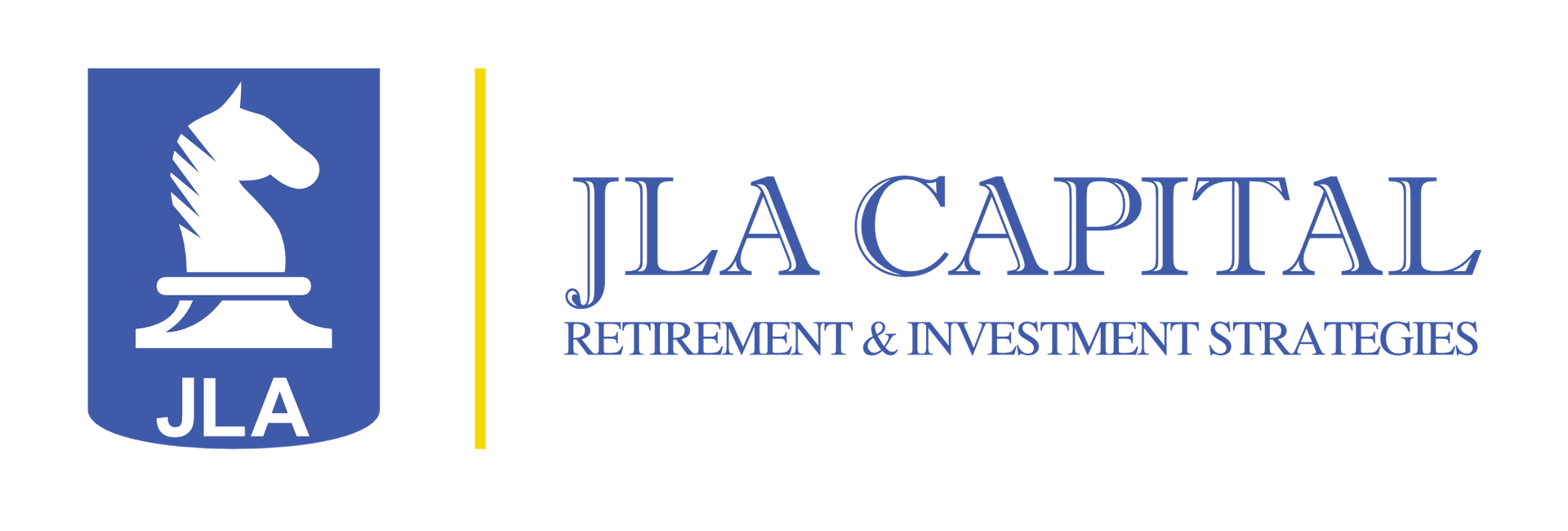 JLA Capital logo with blue chess knight icon and text “JLA Capital Retirement & Investment Strategies”