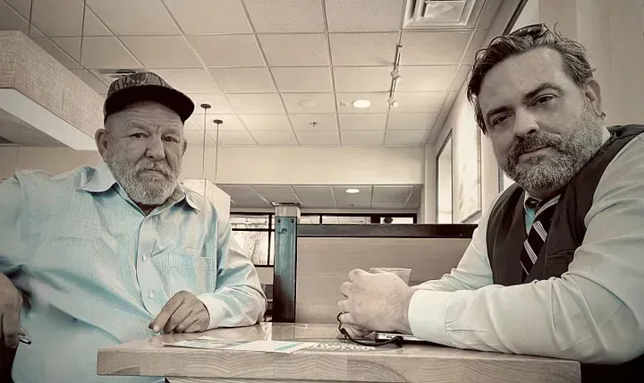 Daniel, a Vietnam Veteran and I having lunch.