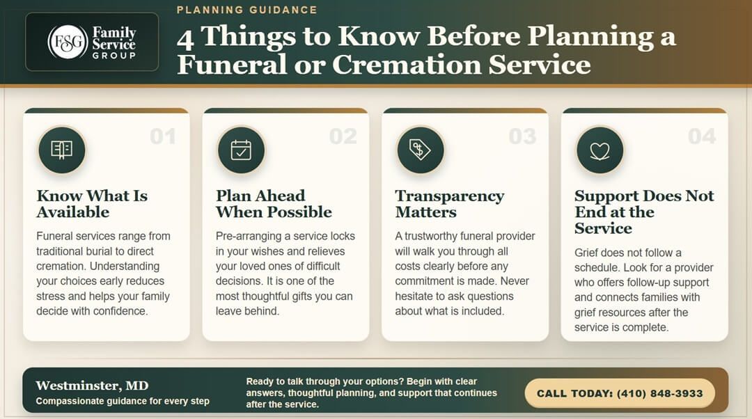 4 things to know before planning a funeral or cremation service in Westminster, MD