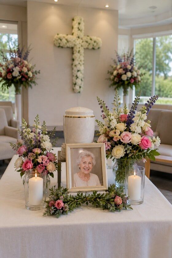 a beautiful memorial display after a cremation service in Taneytown, MD