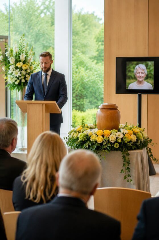 a bright and solemn memorial service after cremation in Emmitsburg, MD