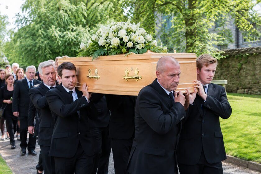 a solemn funeral procession in Westminster, MD