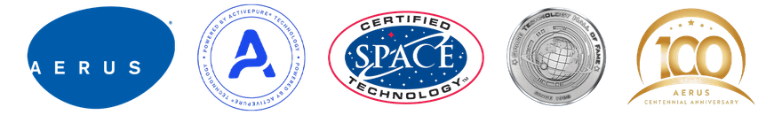 Five circular aerospace and space organization logos on a white background.