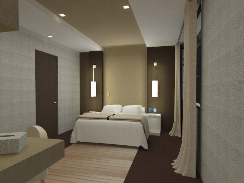 Une chambre avec un grand lit et un lavabo réalisé par mes services d'architecte d'intérieur à Paris