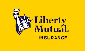 Liberty Mutual Insurance logo on a yellow background, with the Statue of Liberty icon and navy text.